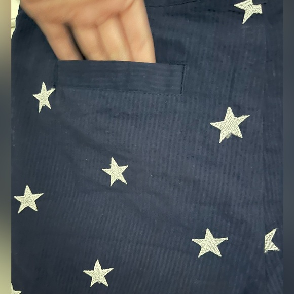 Lauren James Americana USA Embroidered Star Fourth of July Seersucker Shorts - Picture 2 of 5